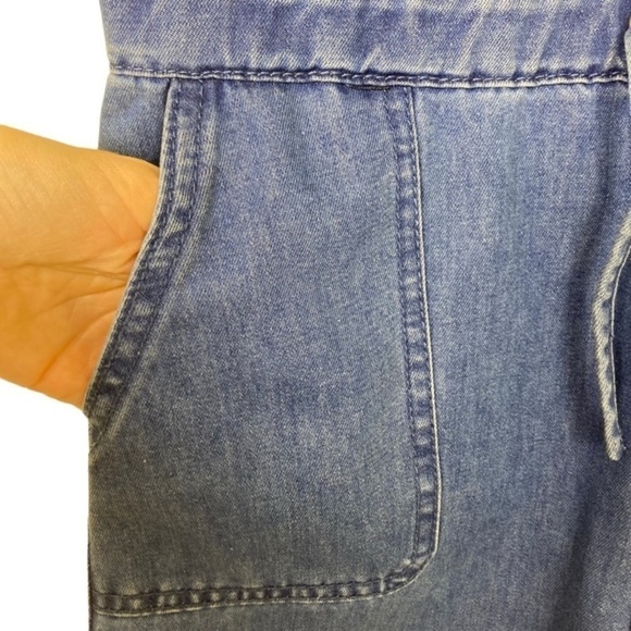 NWT 7 For All Mankind Girl Sleeveless Denim Romper Button Front Medium Wash Sz L - Picture 7 of 13